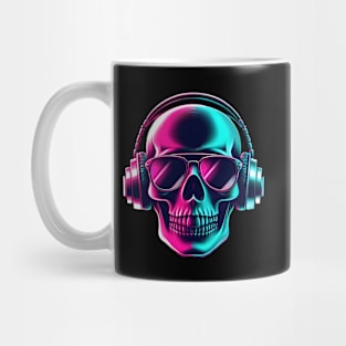 Skull head with a pair of headphones and sunglasses Mug